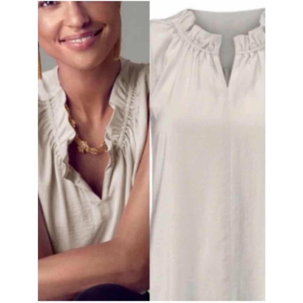 CAbi Last Dance Sleeveless Blouse Champagne Small - Picture 2 of 8
